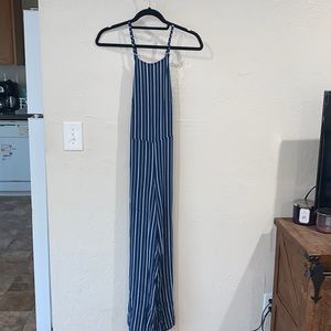 Blue and white striped jumper